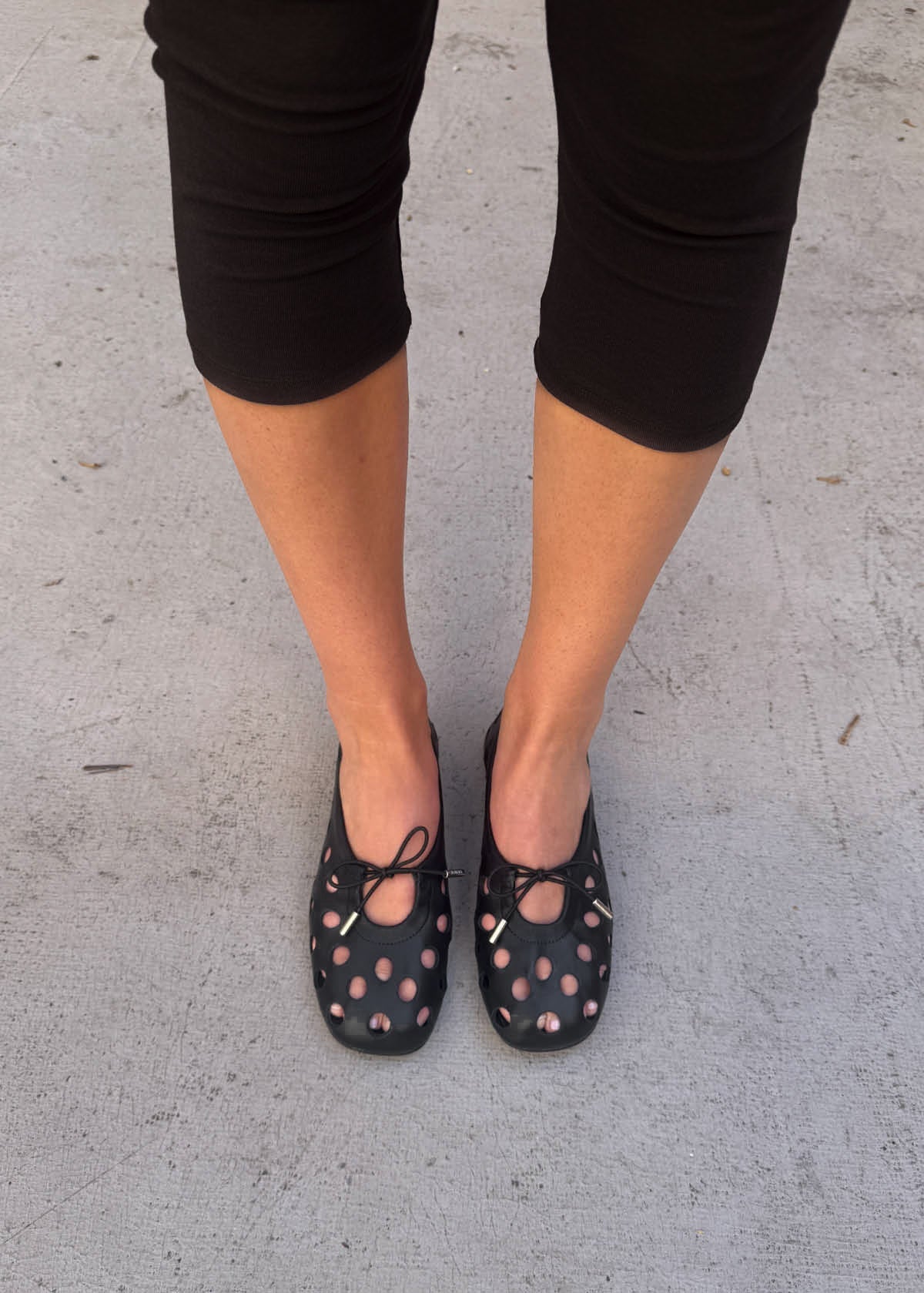 Rosalind Cut Out Black Leather Ballet Flats