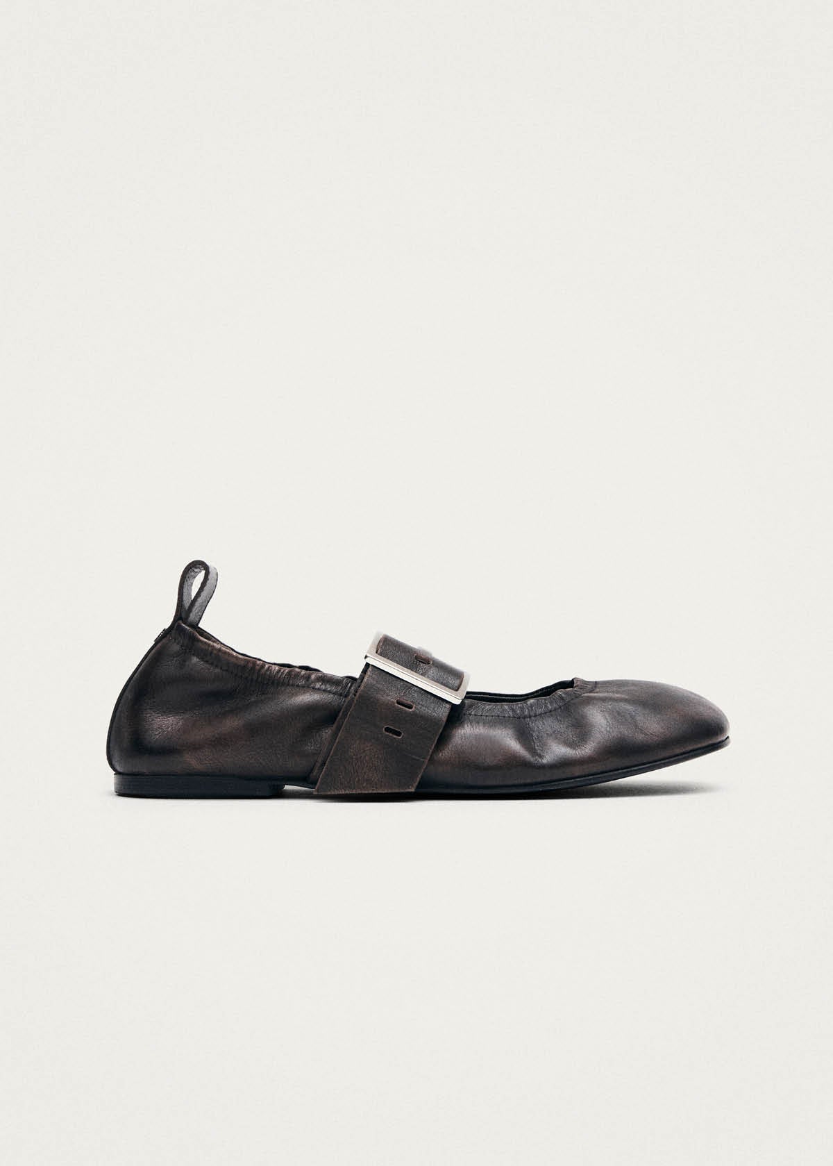 Sarea Vintage Effect Brown Leather Ballet Flats