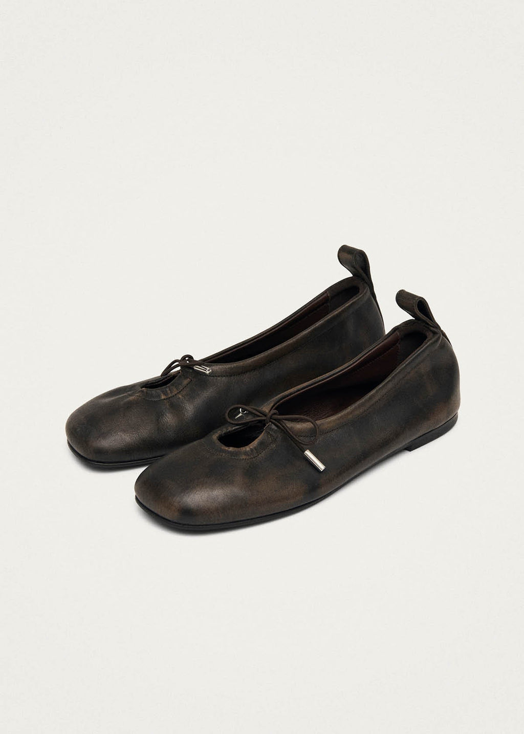 Rosalind Vintage Effect Brown Leather Ballet Flats