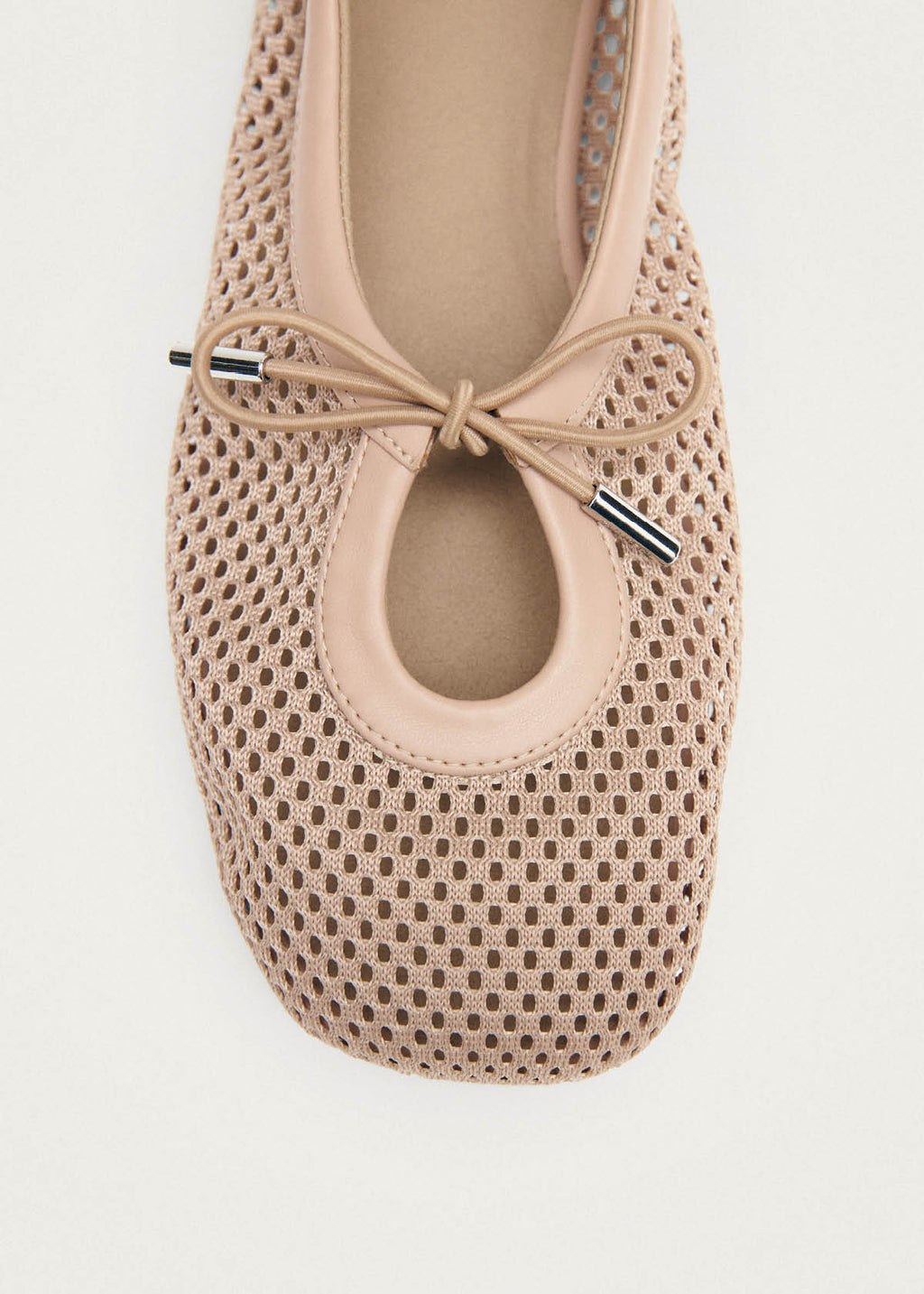 Rosalind Mesh Beige Leather Ballet Flats