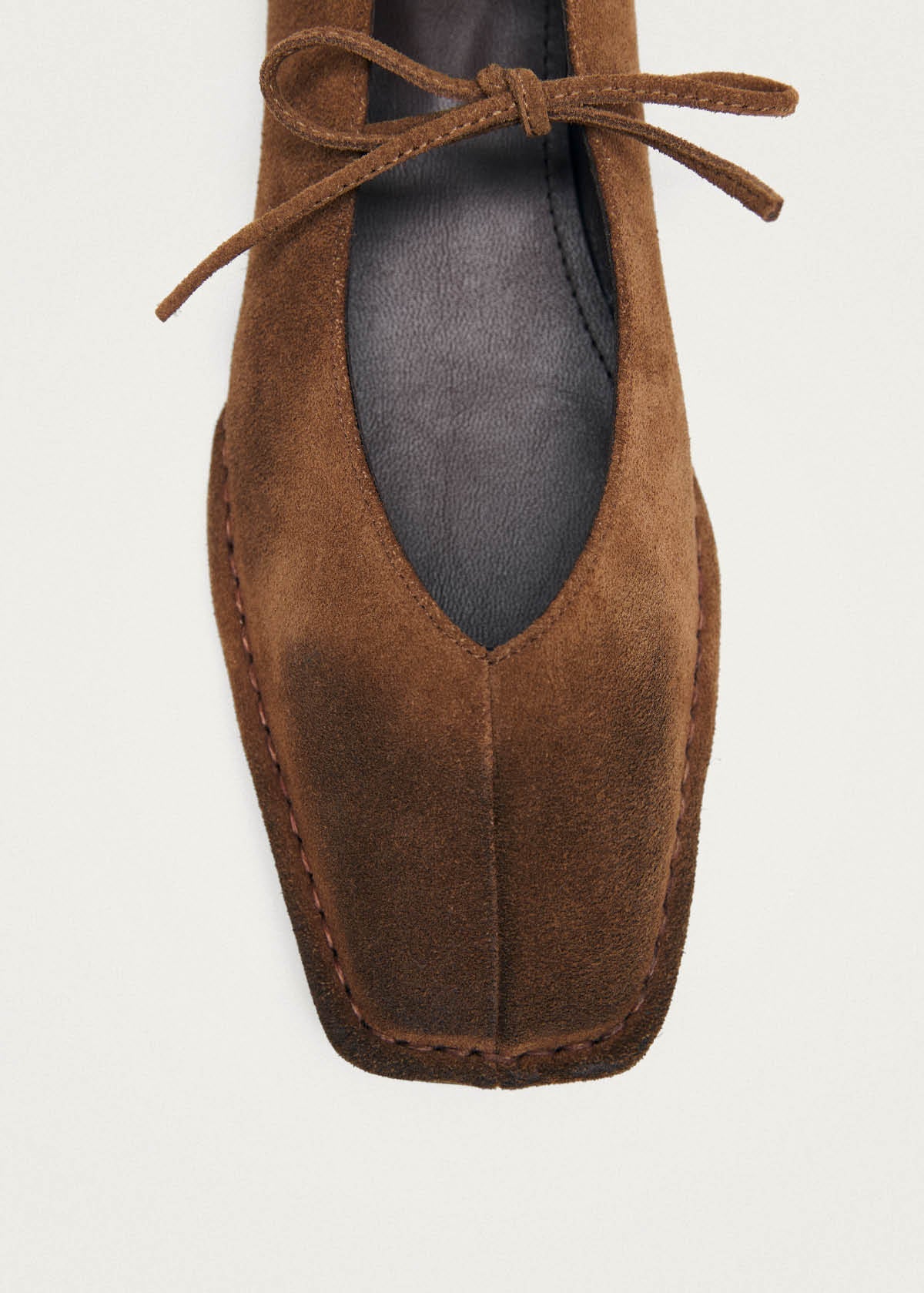 Sway Vintage Effect Suede Brown Leather Ballet Flats