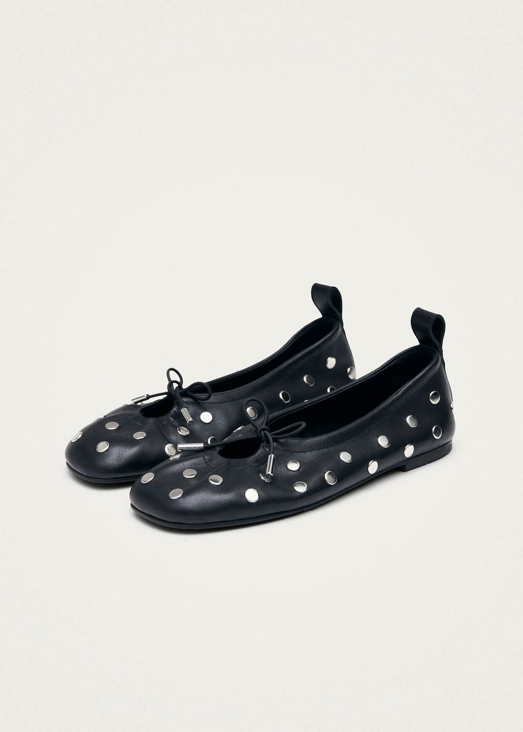 Rosalind All Studs Black Leather Ballet Flats