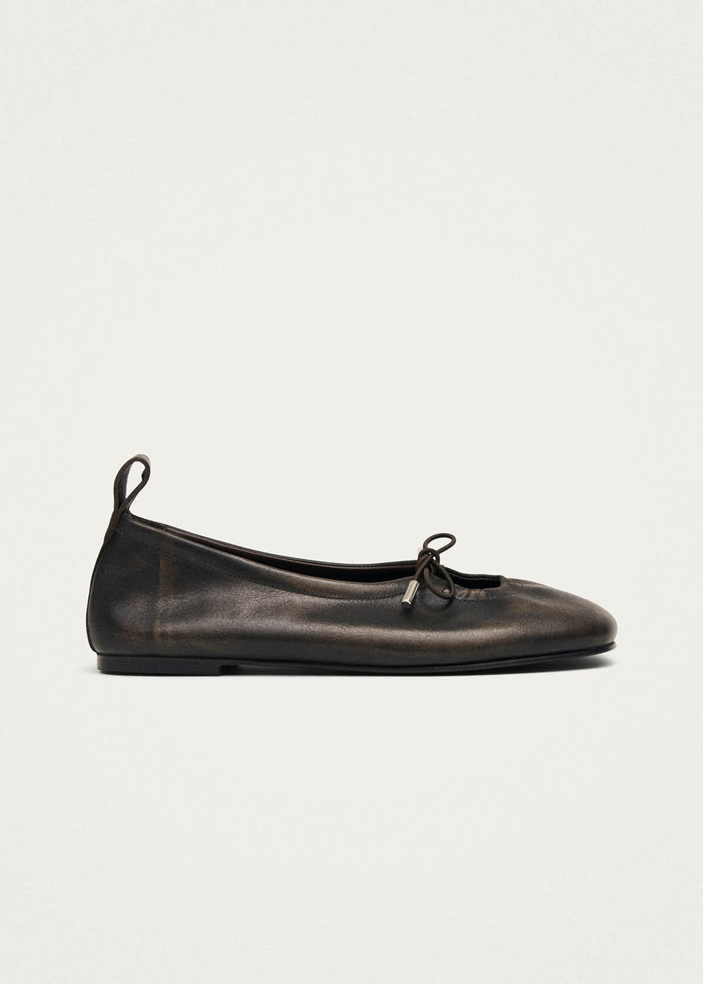 Rosalind Vintage Effect Brown Leather Ballet Flats