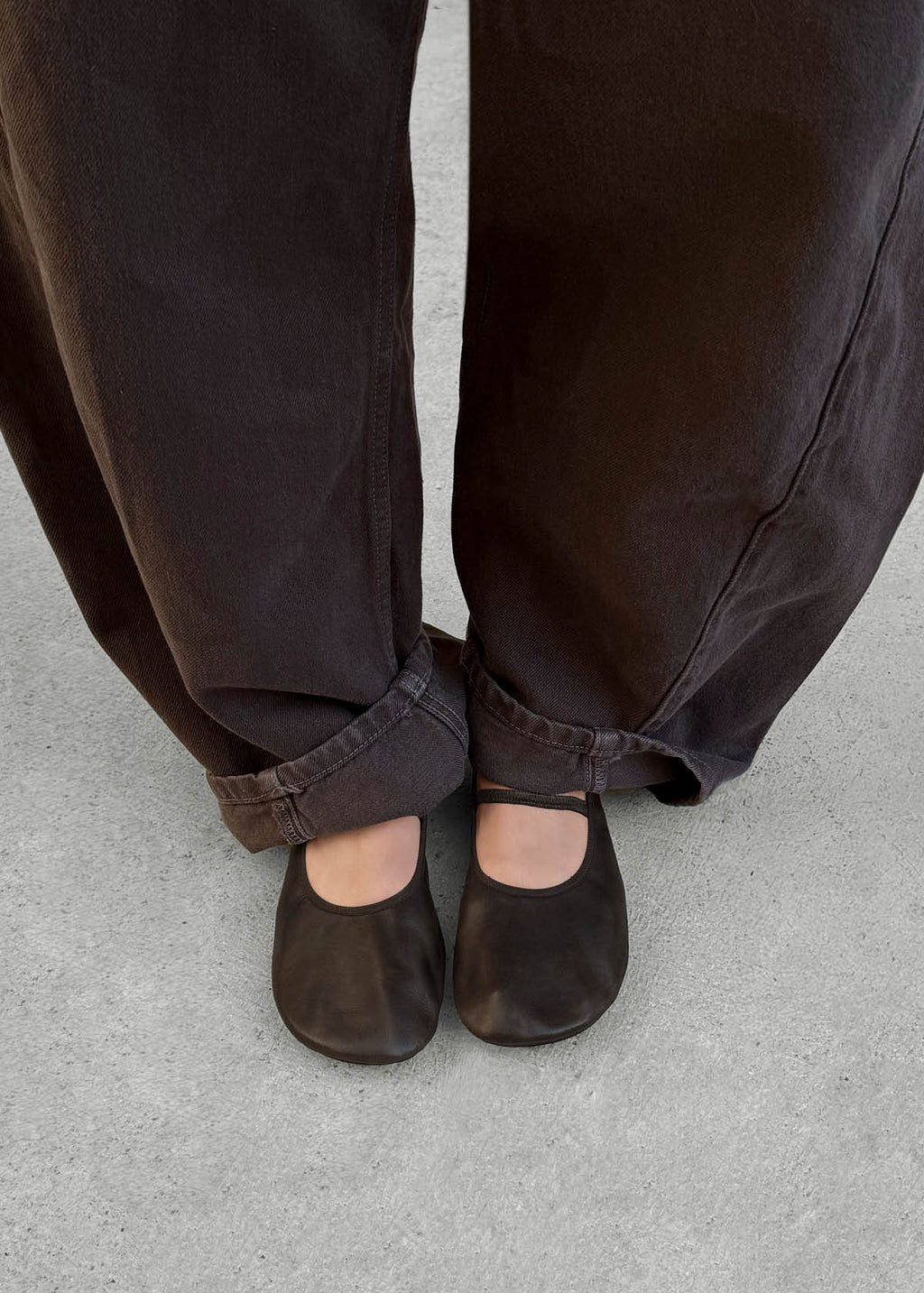 Naira Barefoot Vintage Effect Brown Leather Ballet Flats