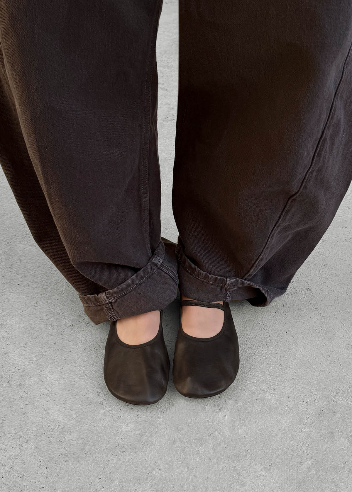 Naira Barefoot Vintage Effect Brown Leather Ballet Flats
