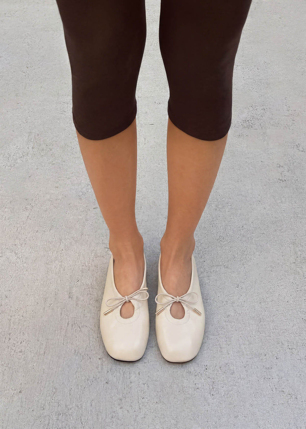Rosalind Cream Leather Ballet Flats