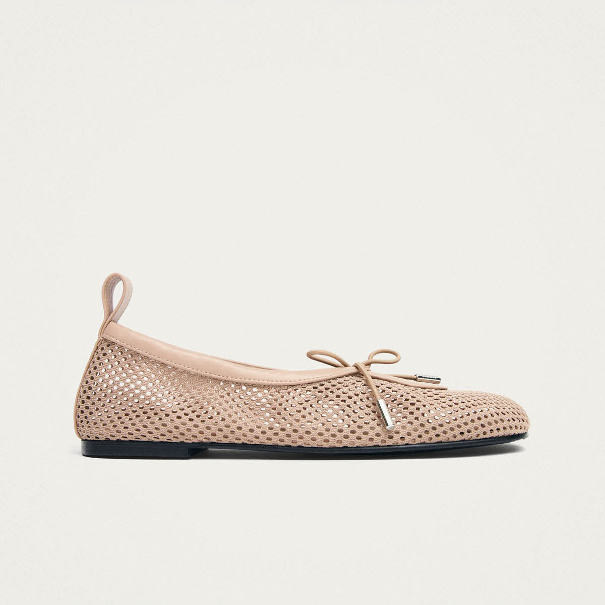 Rosalind Mesh Beige Leather Ballet Flats