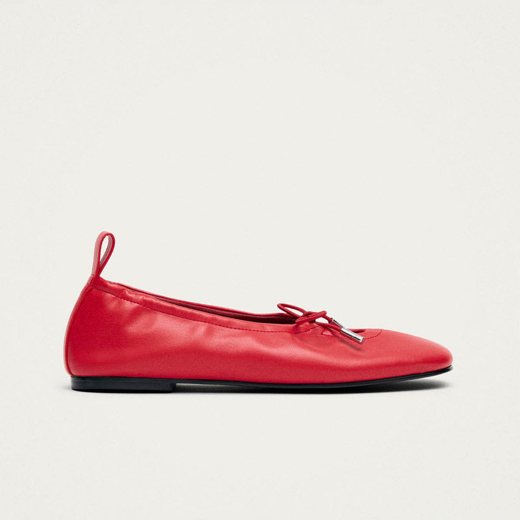 Rosalind Red Vegan Leather Ballet Flats