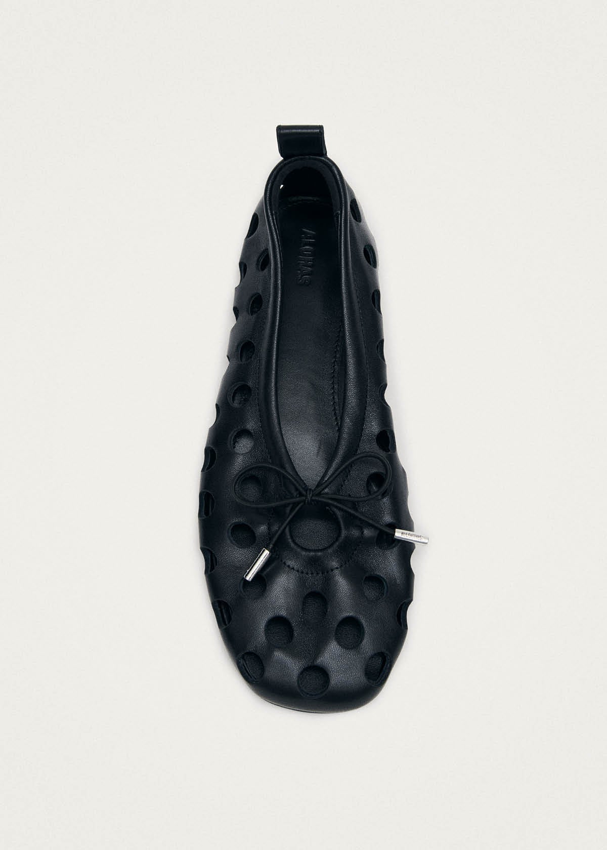 Rosalind Cut Out Black Leather Ballet Flats