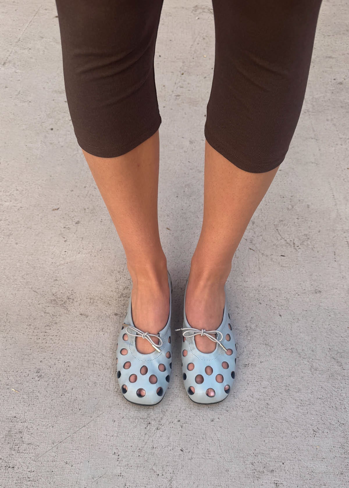 Rosalind Cut Out Blue Leather Ballet Flats