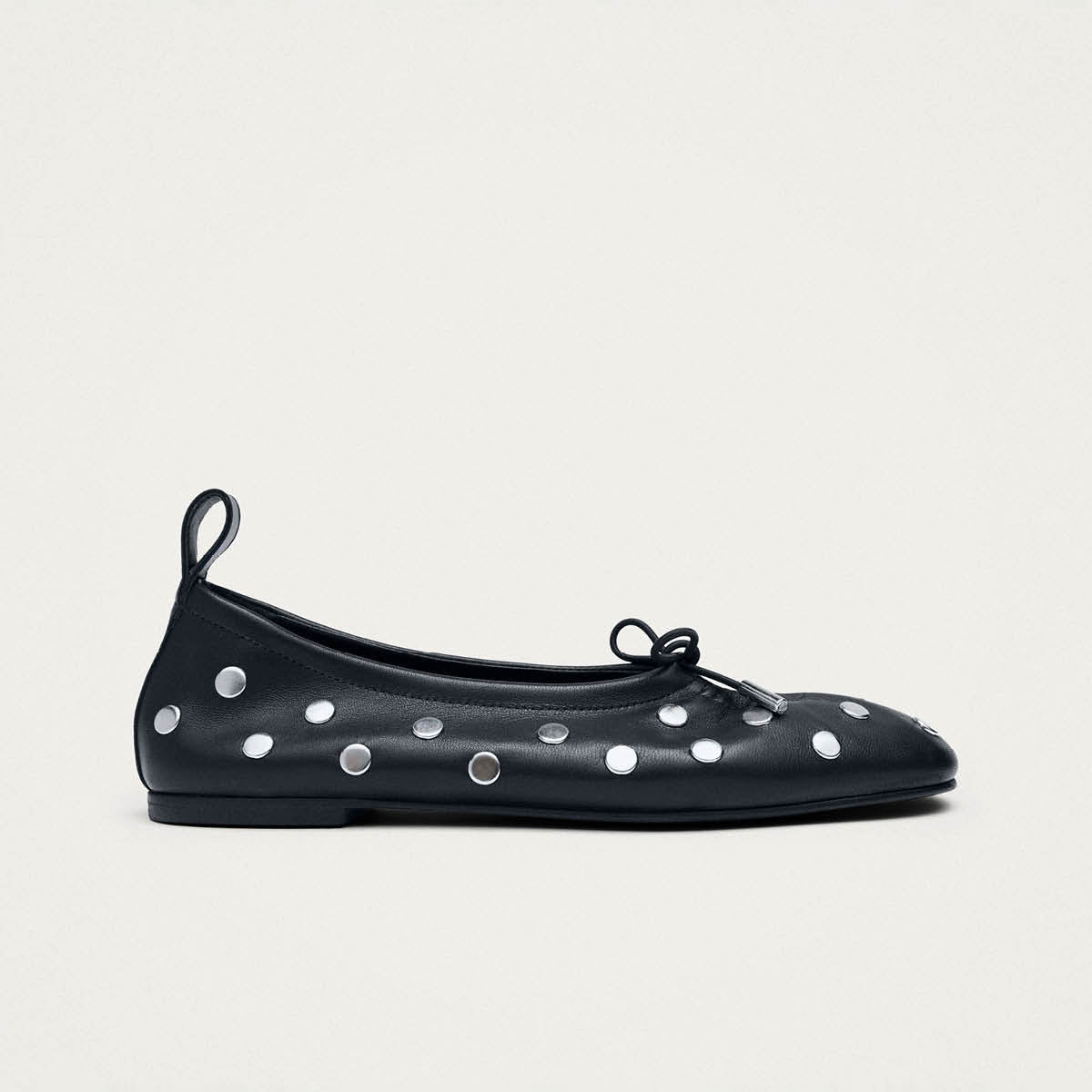 Rosalind All Studs Black Leather Ballet Flats