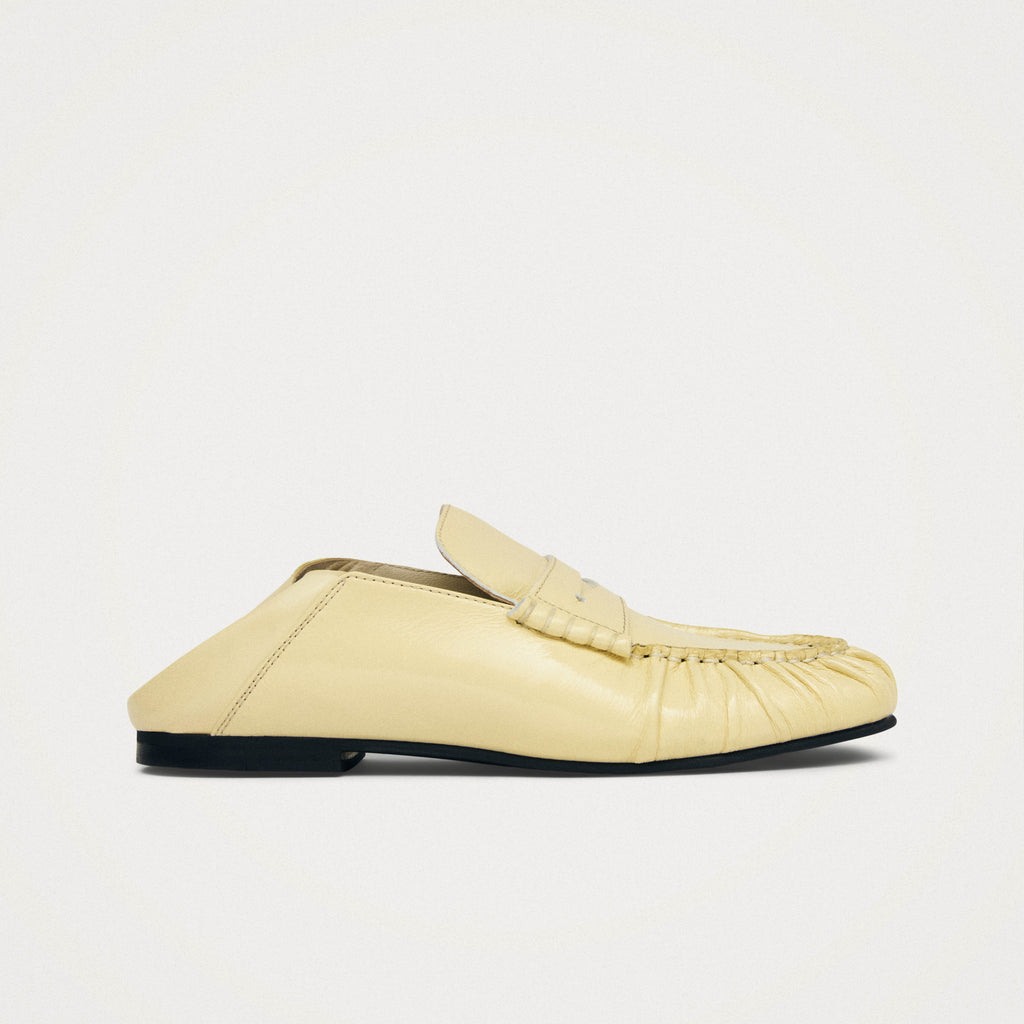 Aven Mule Patent Pale Yellow Leather Loafers