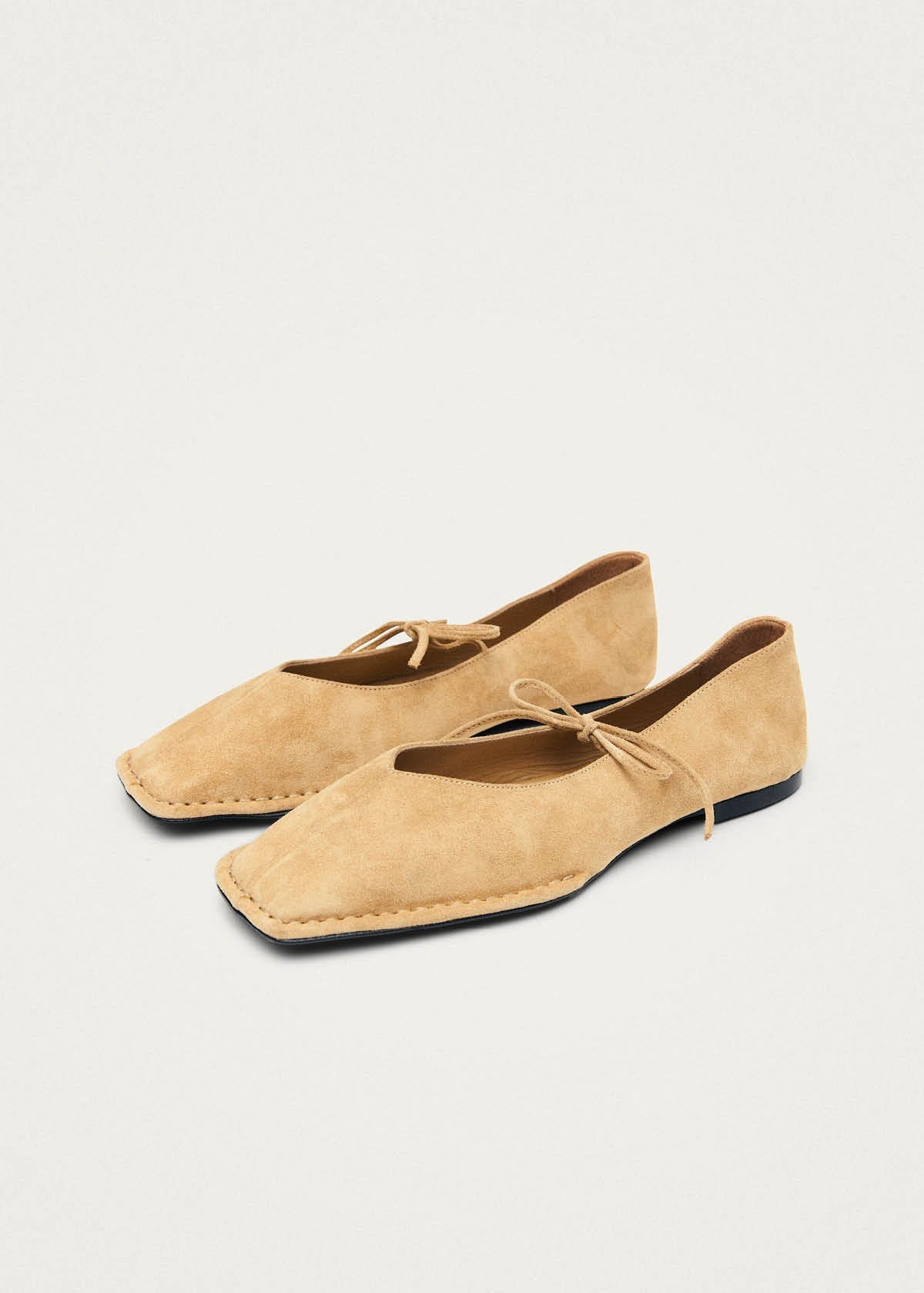 Sway Suede Beige Leather Ballet Flats