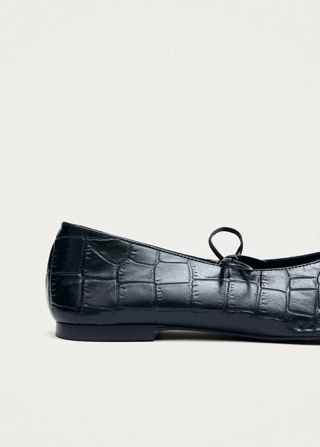 Sway Croco Black Leather Ballet Flats