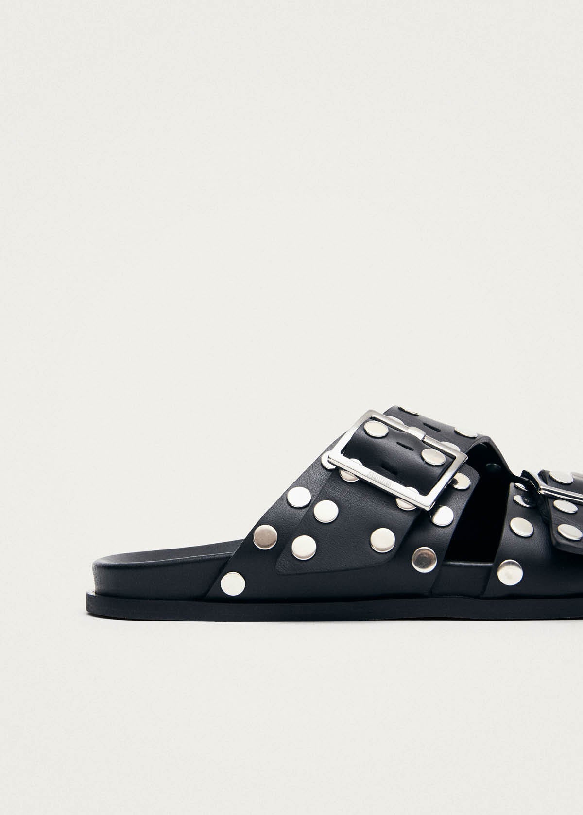 Alba Studs Black Leather Sandals