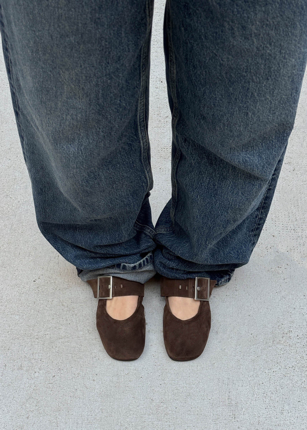 Sarea Suede Brown Leather Ballet Flats