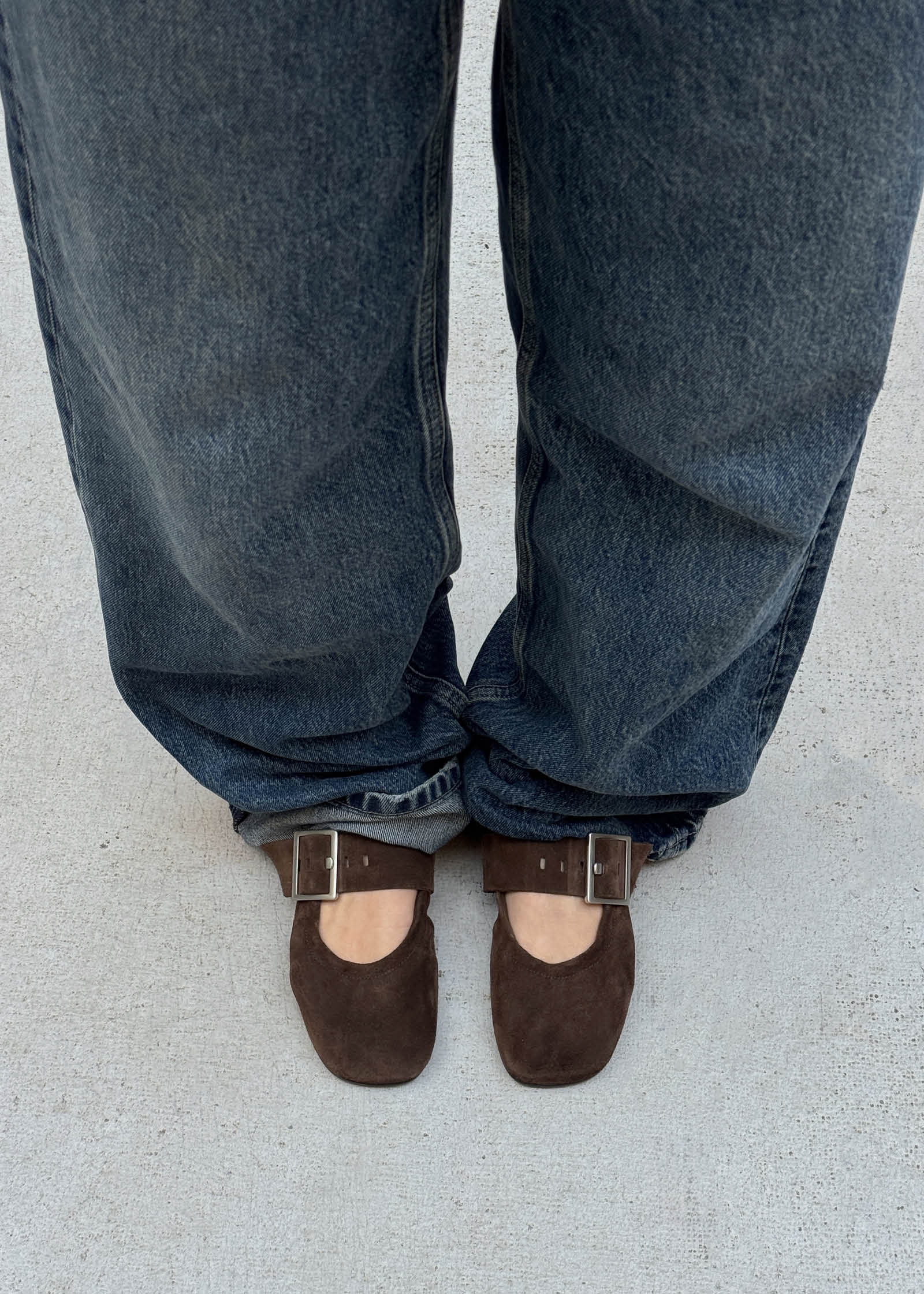Sarea Suede Brown Leather Ballet Flats