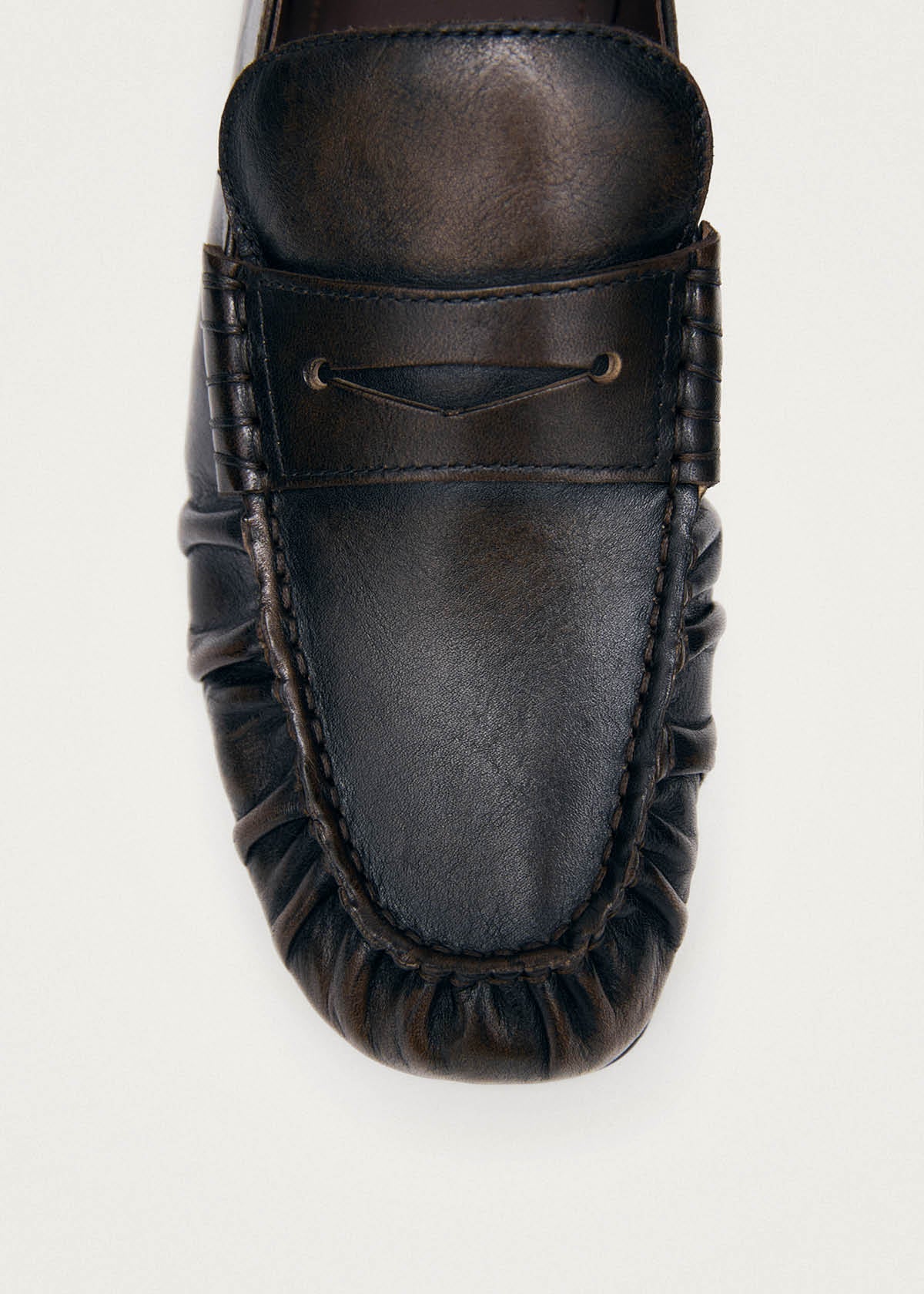 Aven Vintage Effect Brown Leather Loafers