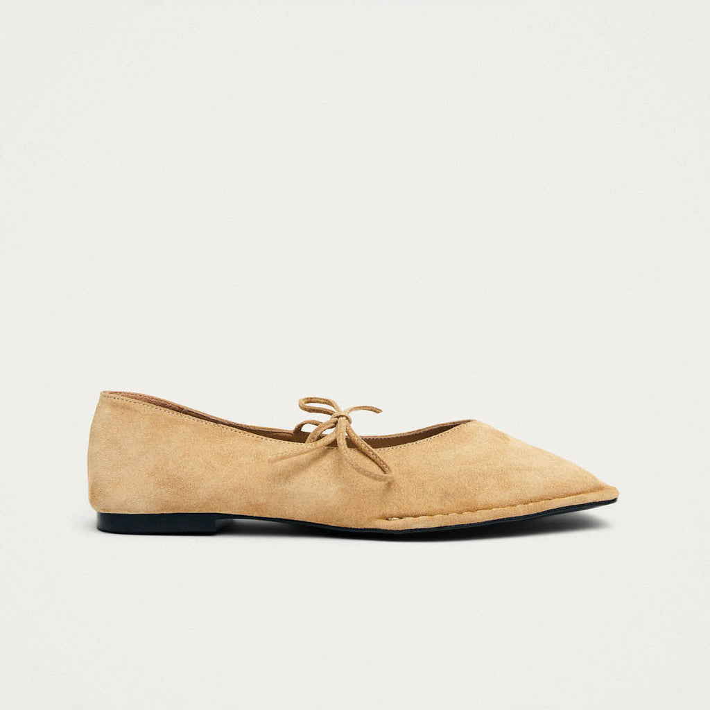 Sway Suede Beige Leather Ballet Flats