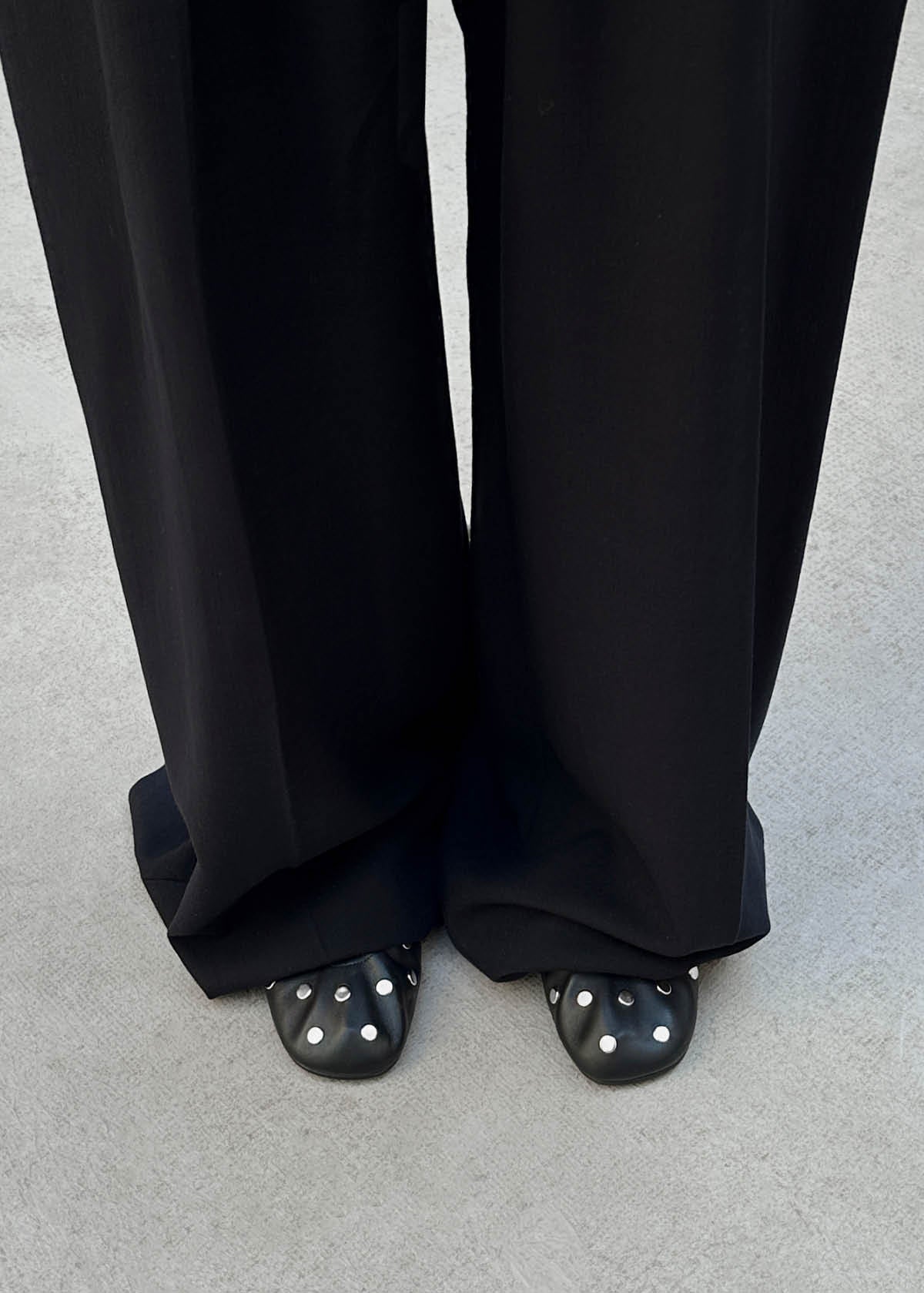 Rosalind All Studs Black Leather Ballet Flats