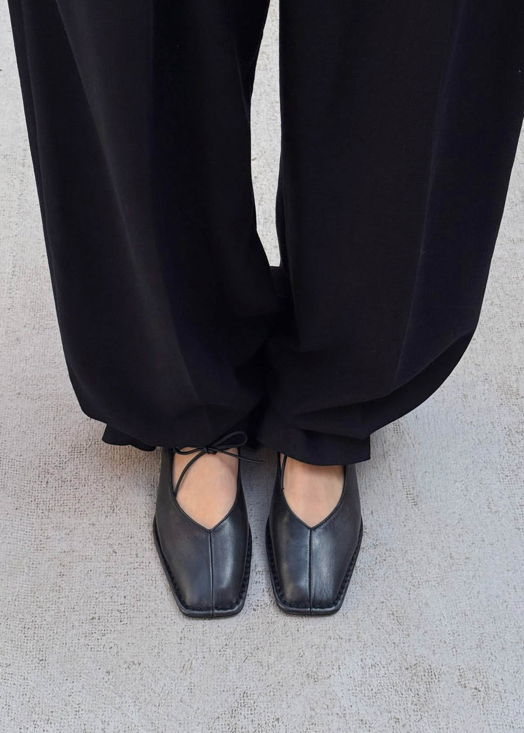 Sway Vintage Effect Black Leather Ballet Flats