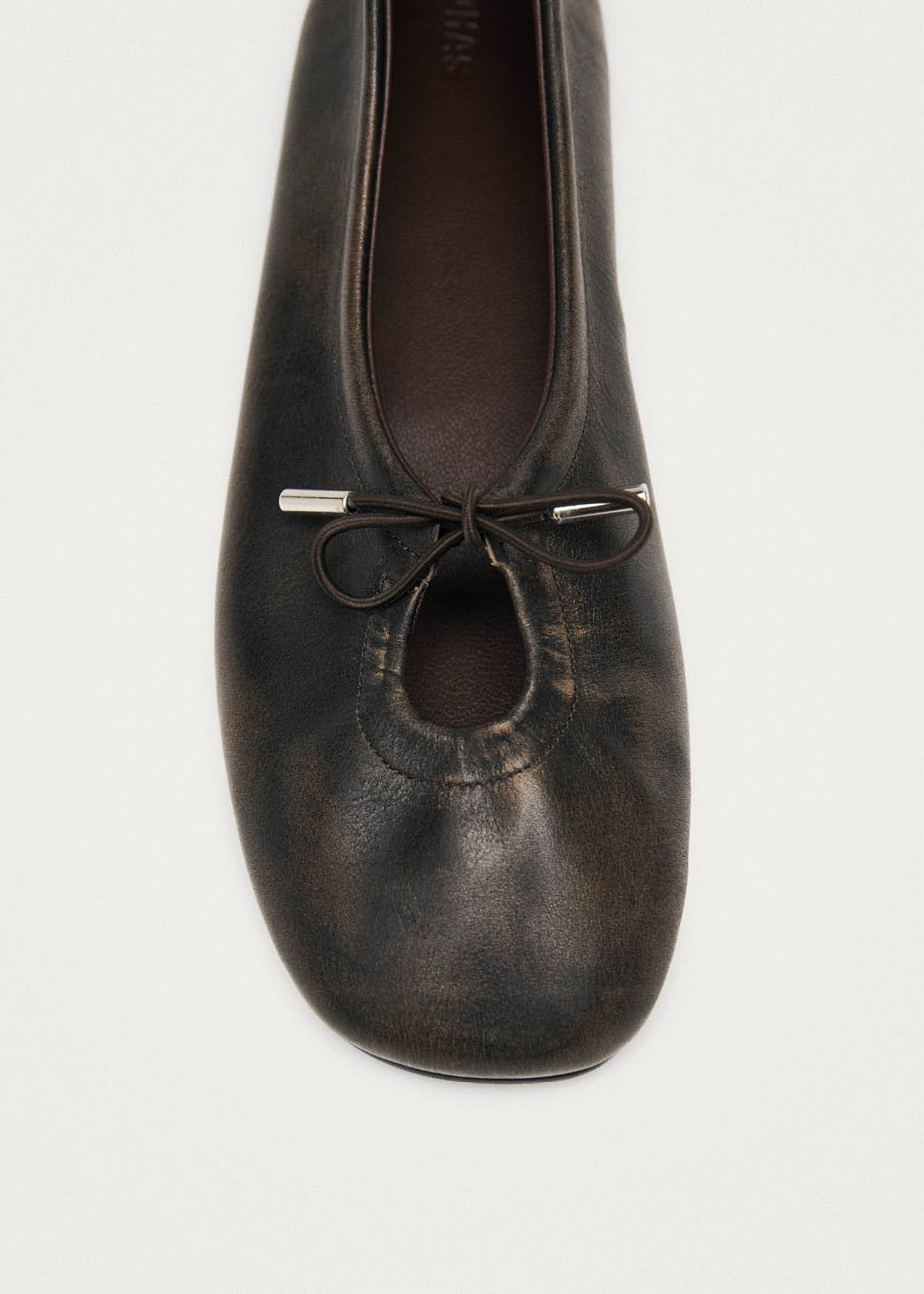 Rosalind Vintage Effect Brown Leather Ballet Flats