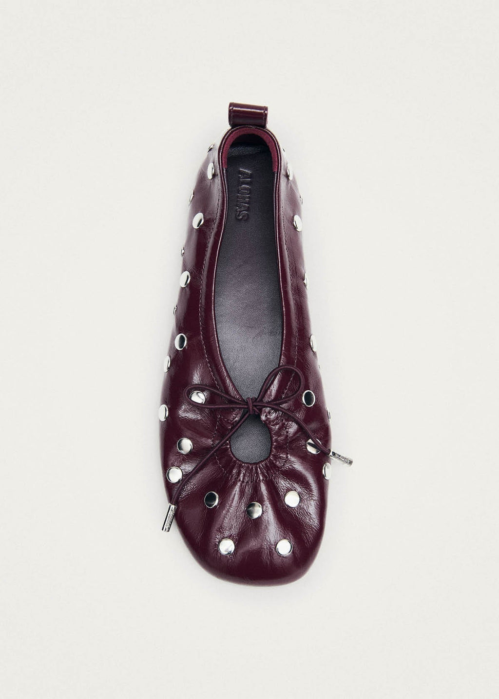Rosalind All Studs Patent Burgundy Leather Ballet Flats