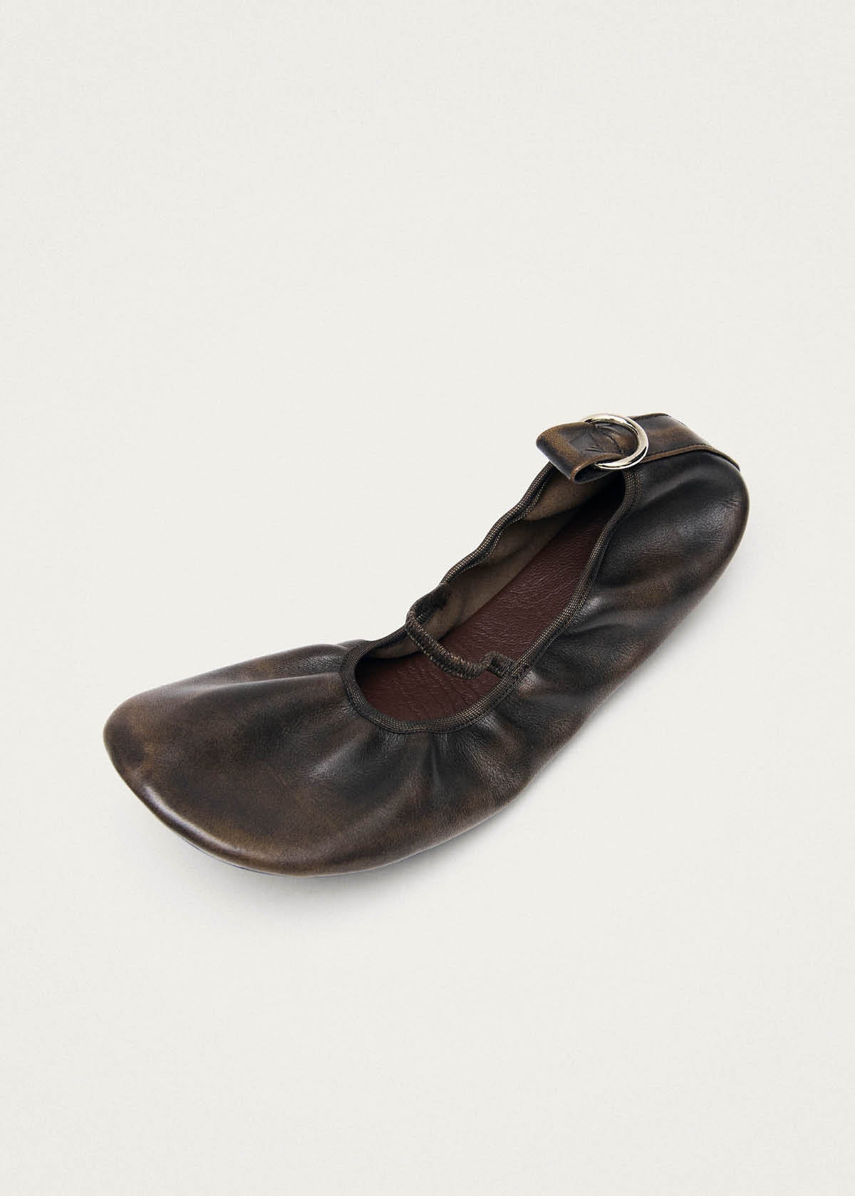 Naira Barefoot Vintage Effect Brown Leather Ballet Flats