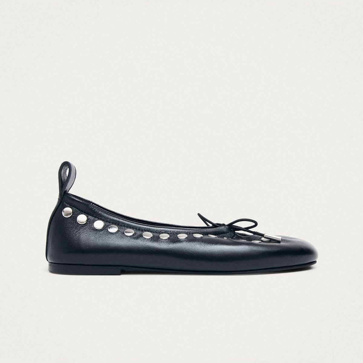 Rosalind Studs Black Leather Ballet Flats