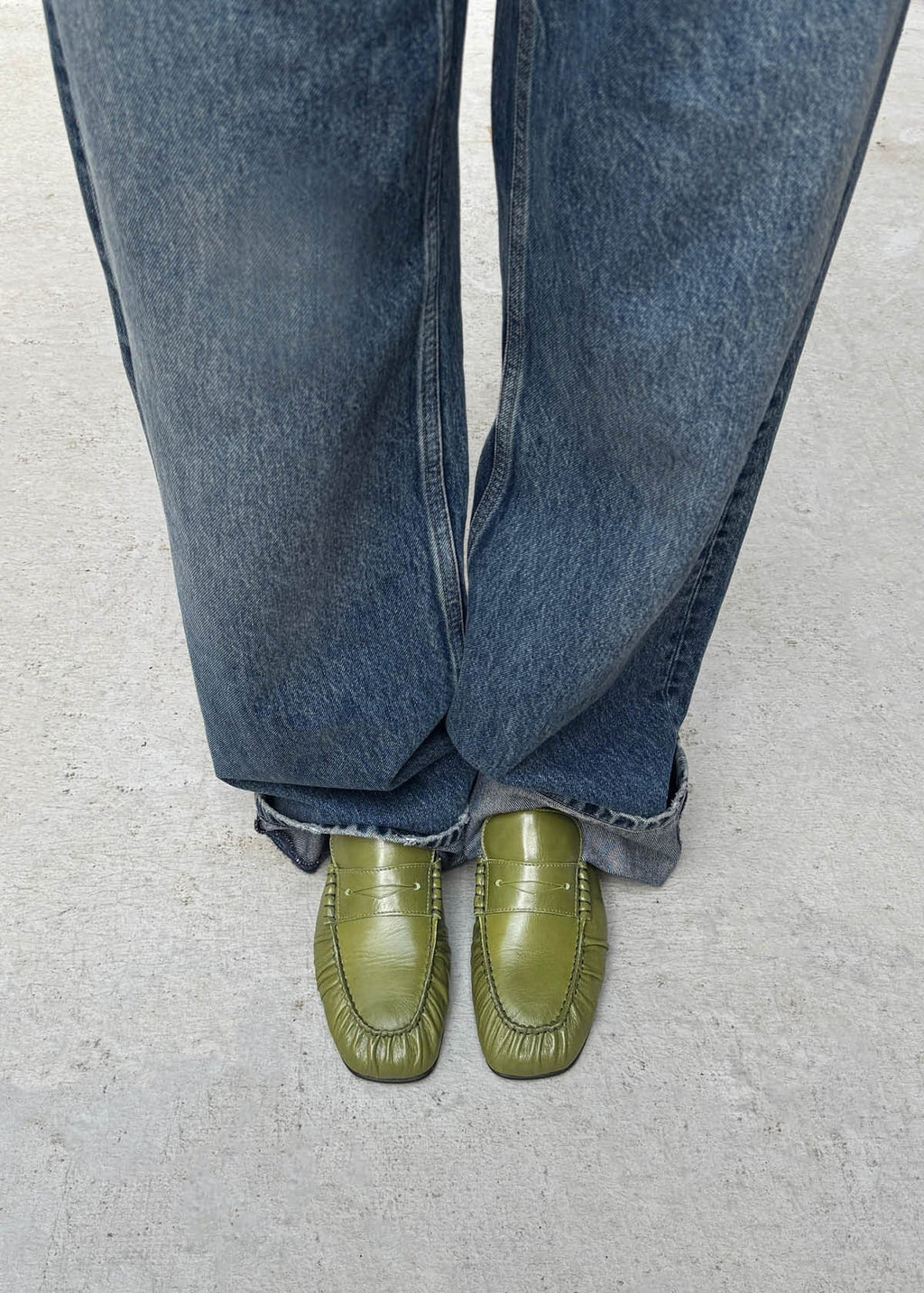 Aven Rift Green Leather Loafers
