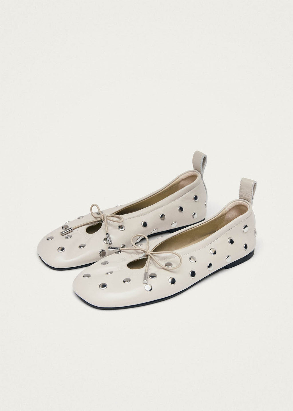 Rosalind All Studs Cream Leather Ballet Flats