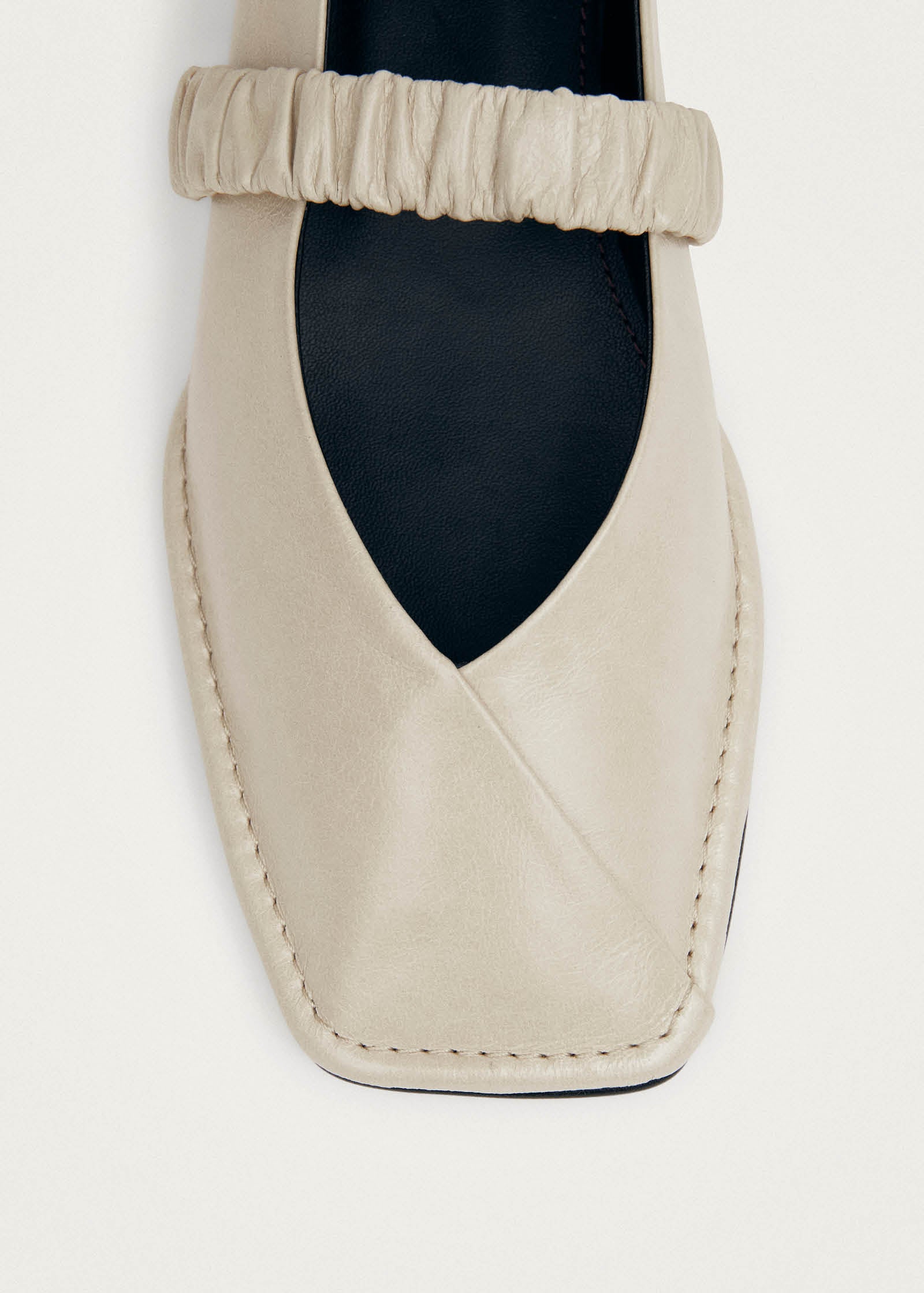 Lautan Cream Leather Ballet Flats