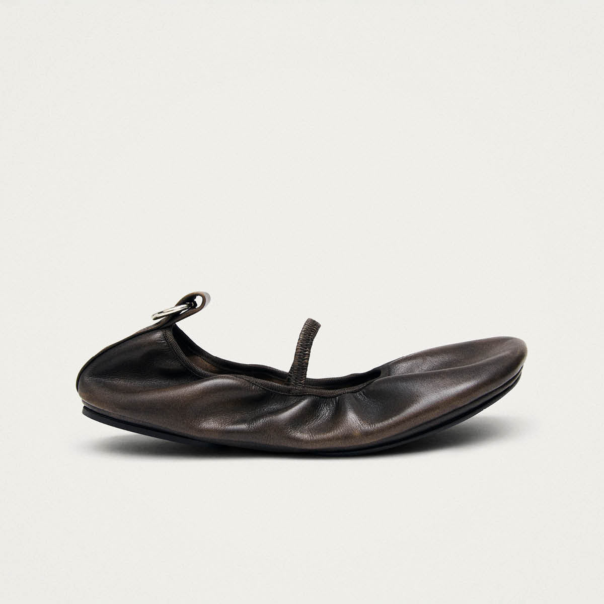 Naira Barefoot Vintage Effect Brown Leather Ballet Flats