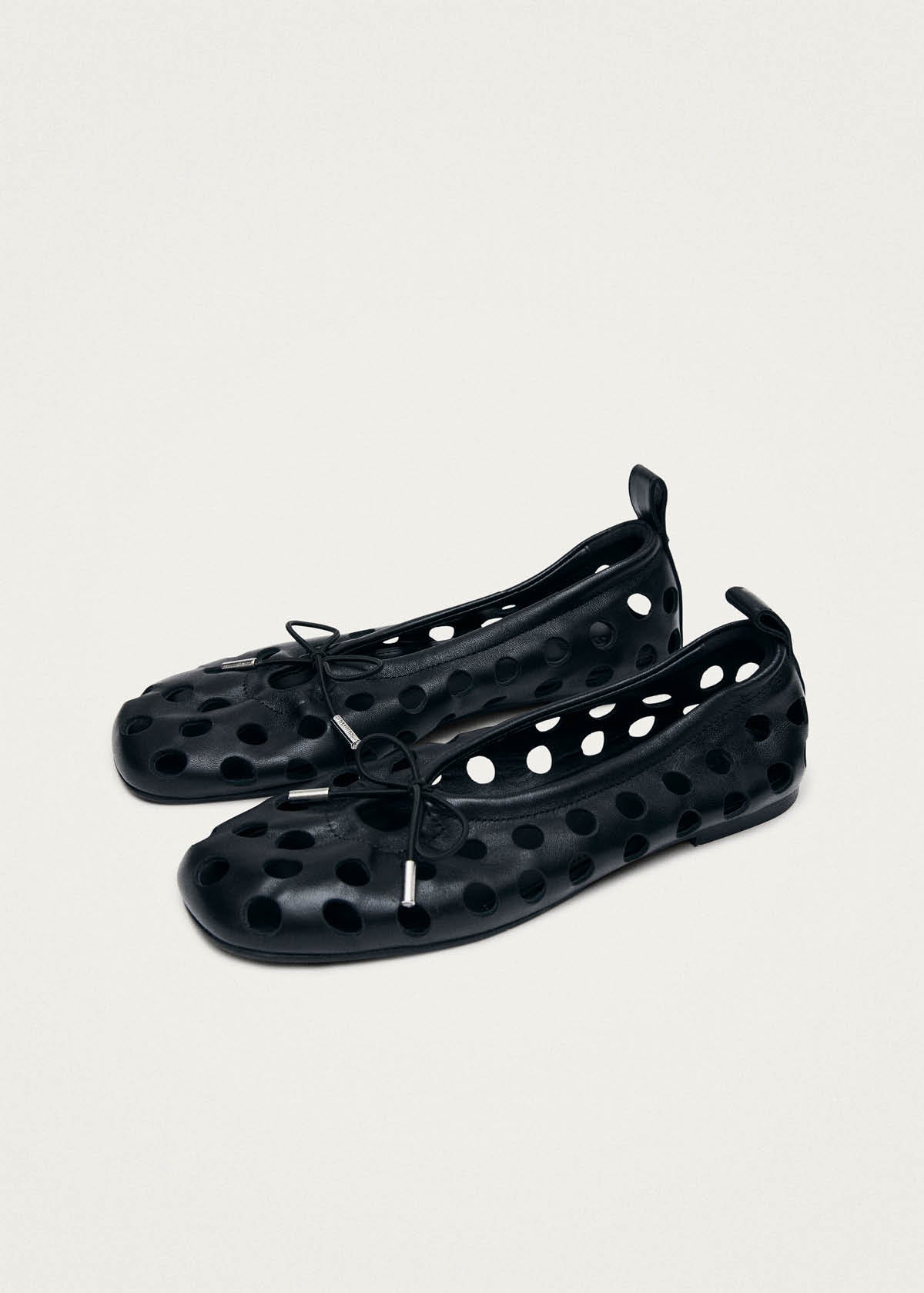 Rosalind Cut Out Black Leather Ballet Flats