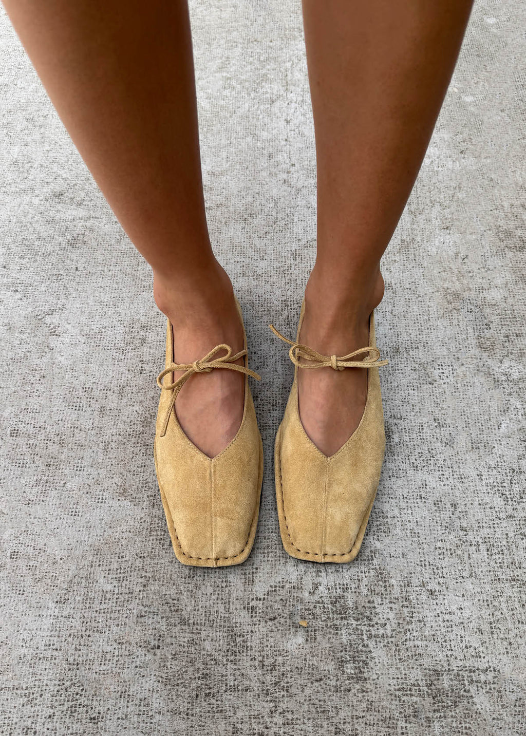 Sway Suede Beige Leather Ballet Flats