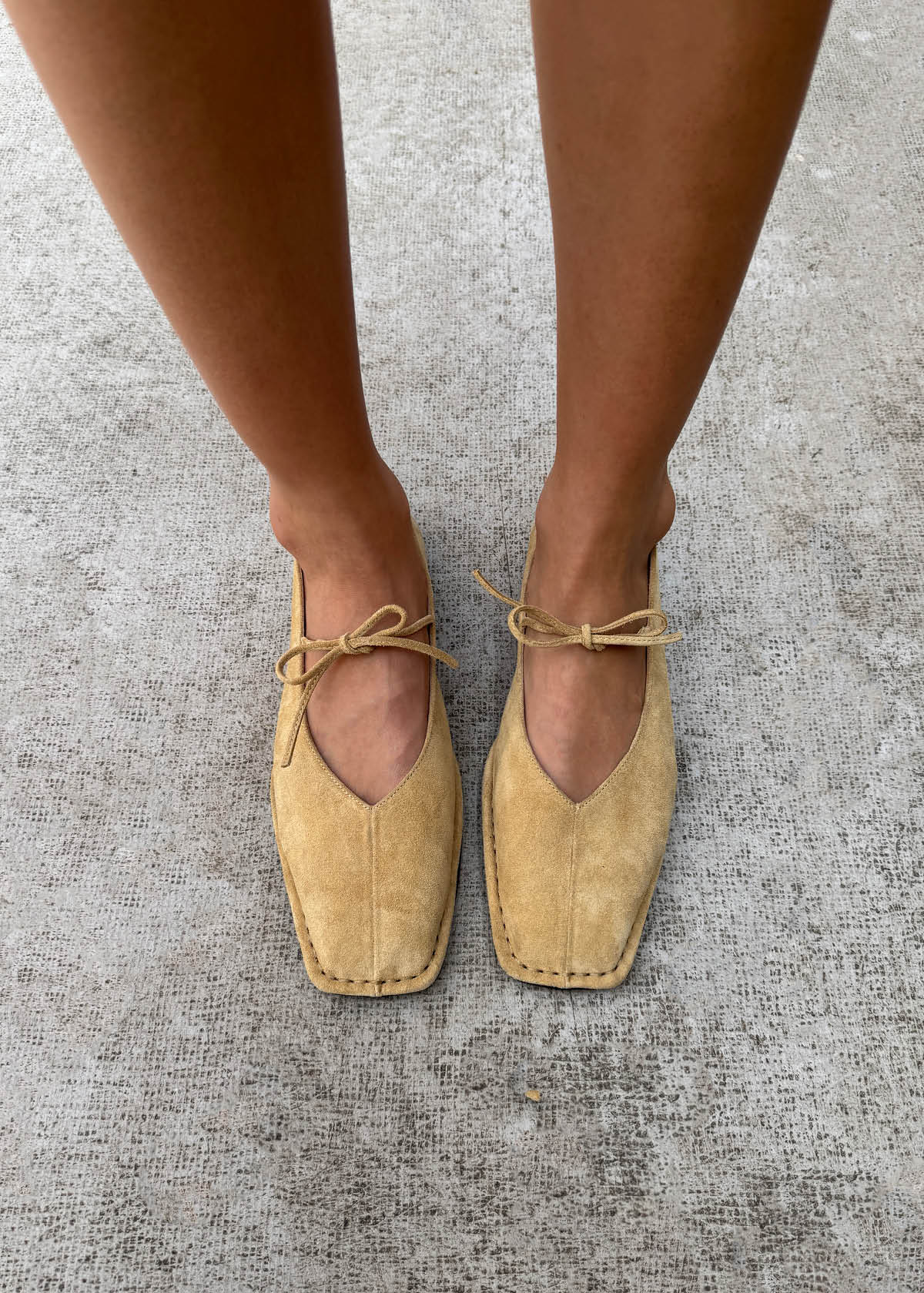 Sway Suede Beige Leather Ballet Flats