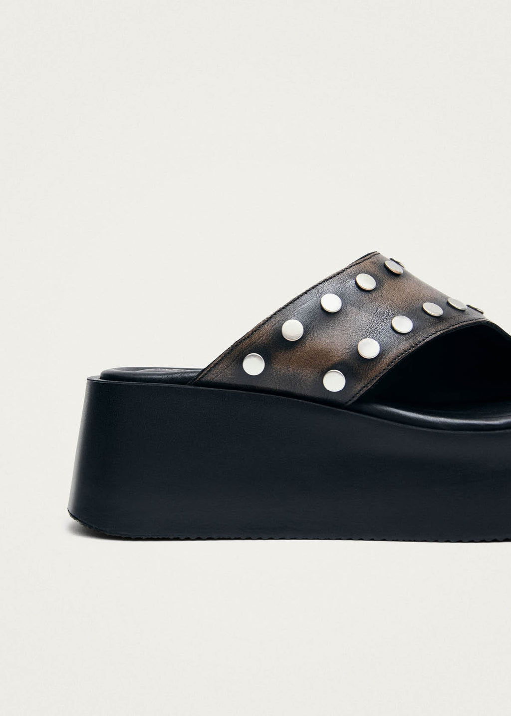 Nova Studs Vintage Effect Brown Leather Sandals