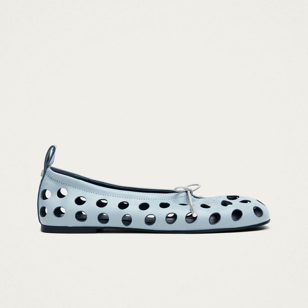 Rosalind Cut Out Blue Leather Ballet Flats