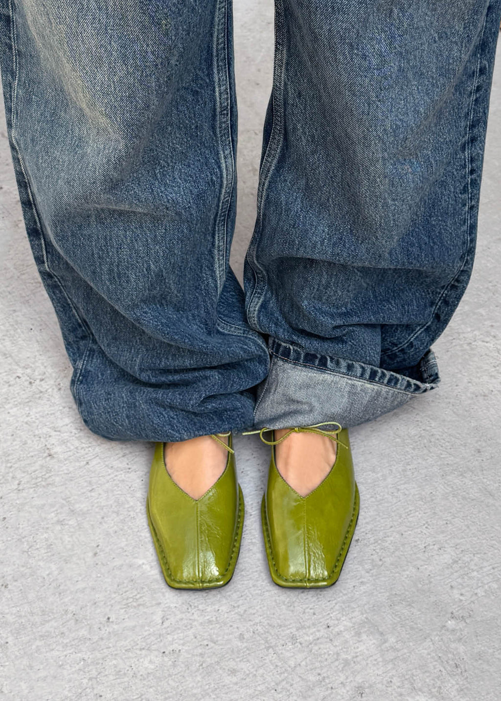 Sway Patent Green Leather Ballet Flats