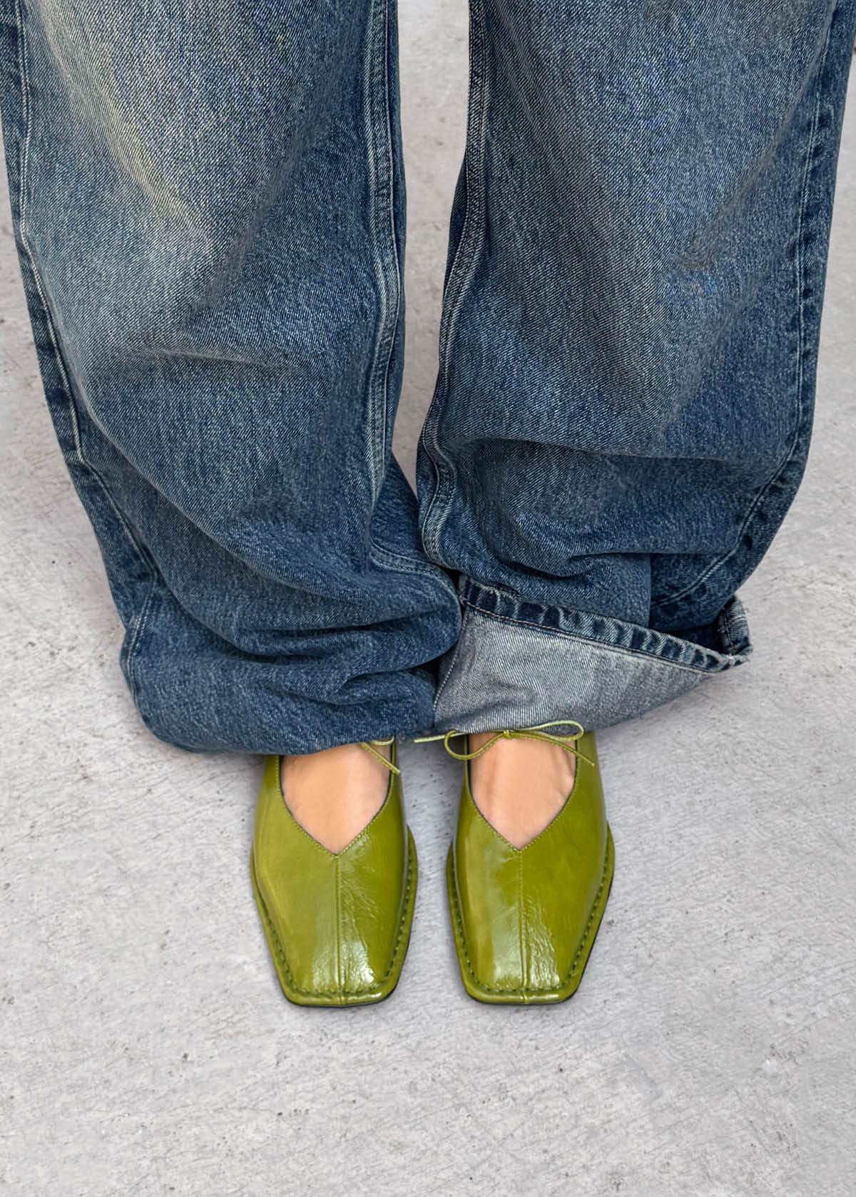 Sway Patent Green Leather Ballet Flats