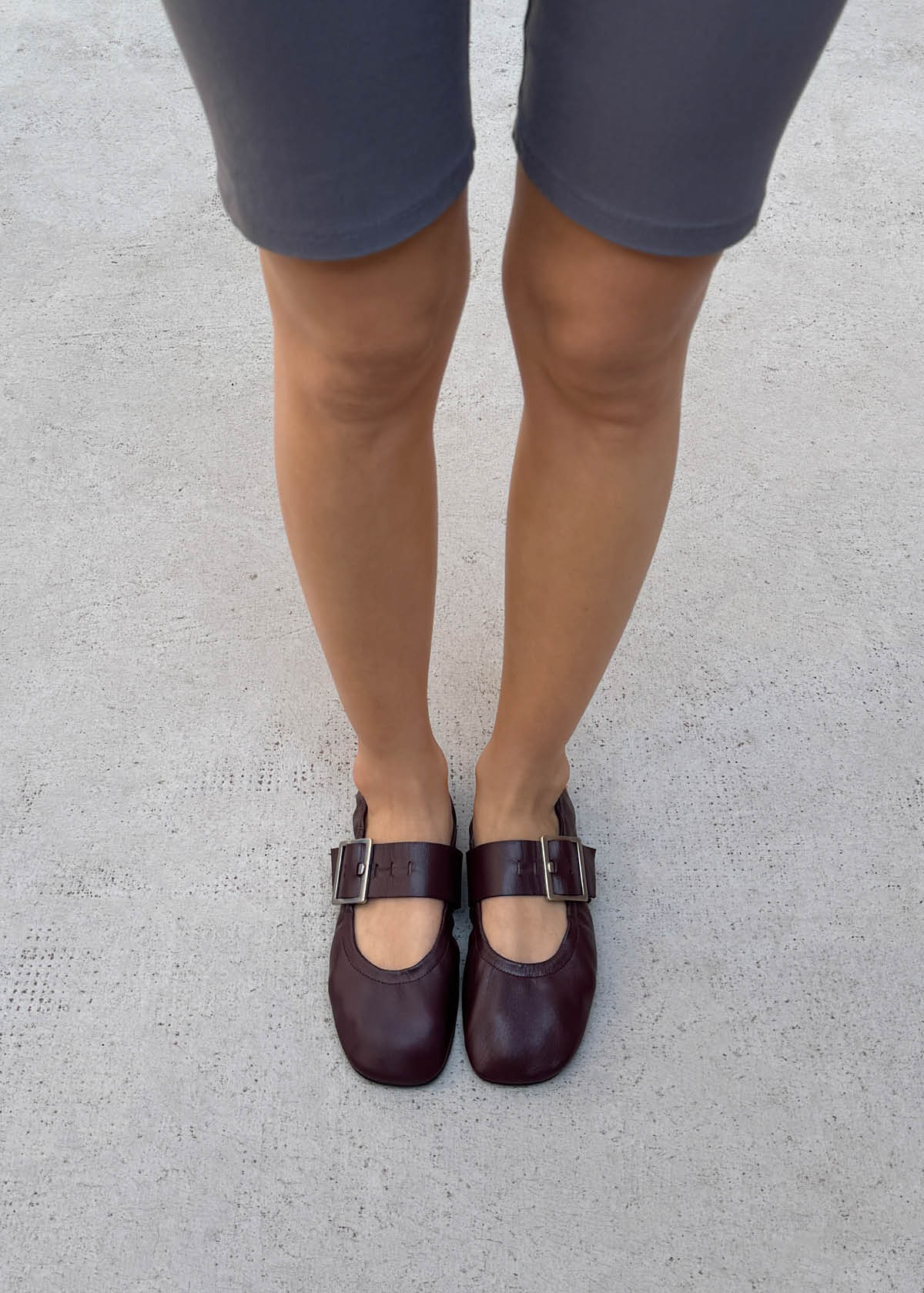 Sarea Burgundy Leather Ballet Flats