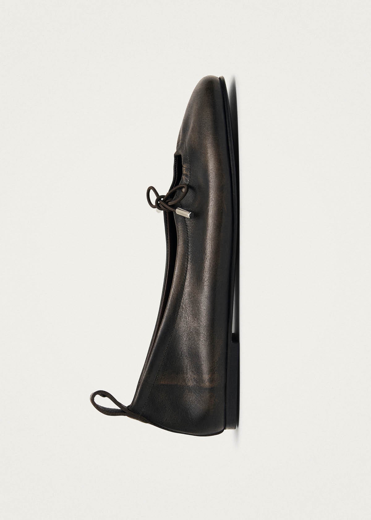Rosalind Vintage Effect Brown Leather Ballet Flats