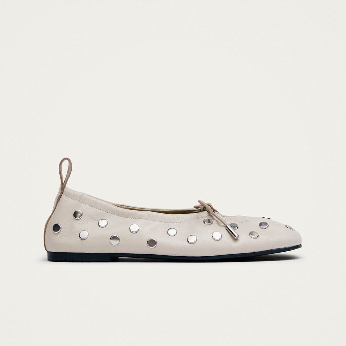 Rosalind All Studs Cream Leather Ballet Flats