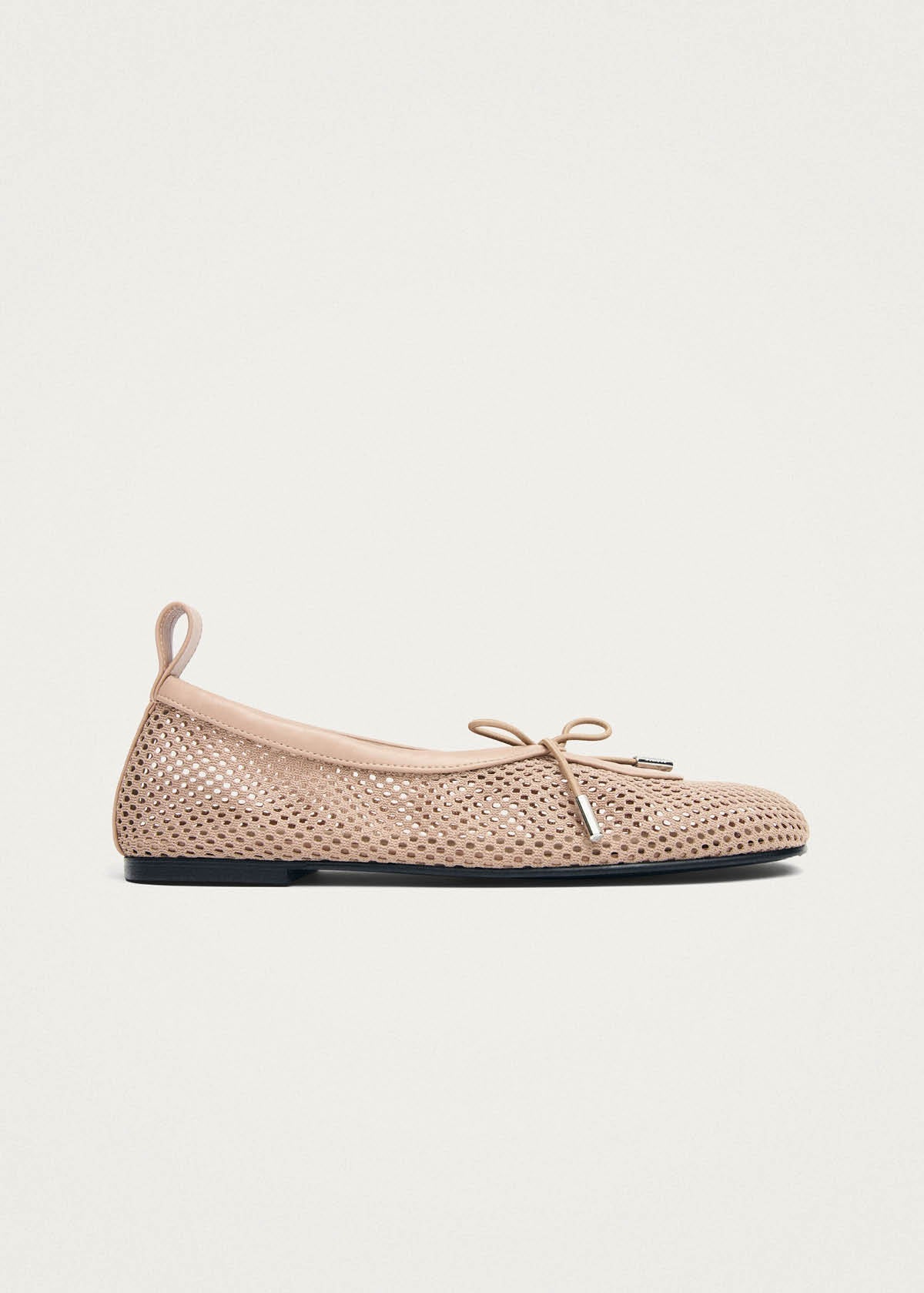 Rosalind Mesh Beige Leather Ballet Flats
