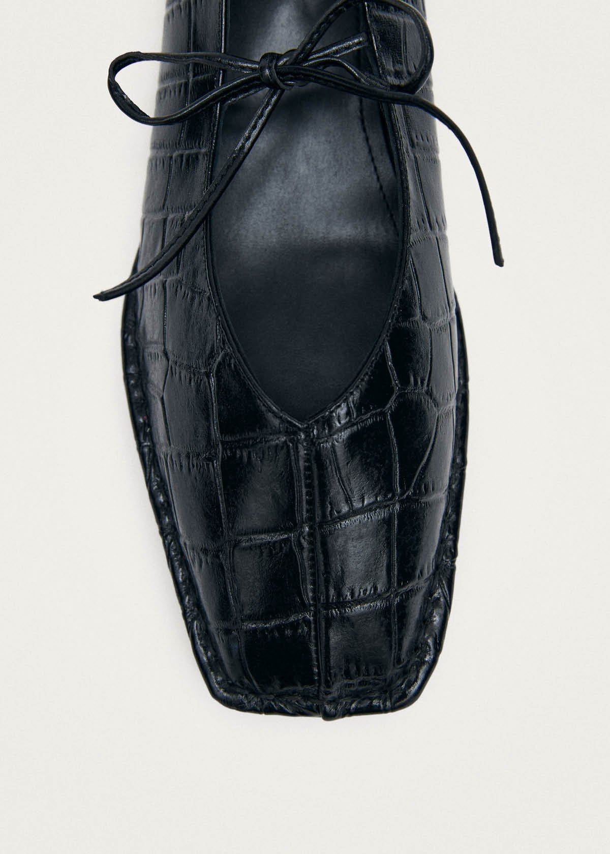 Sway Croco Black Leather Ballet Flats
