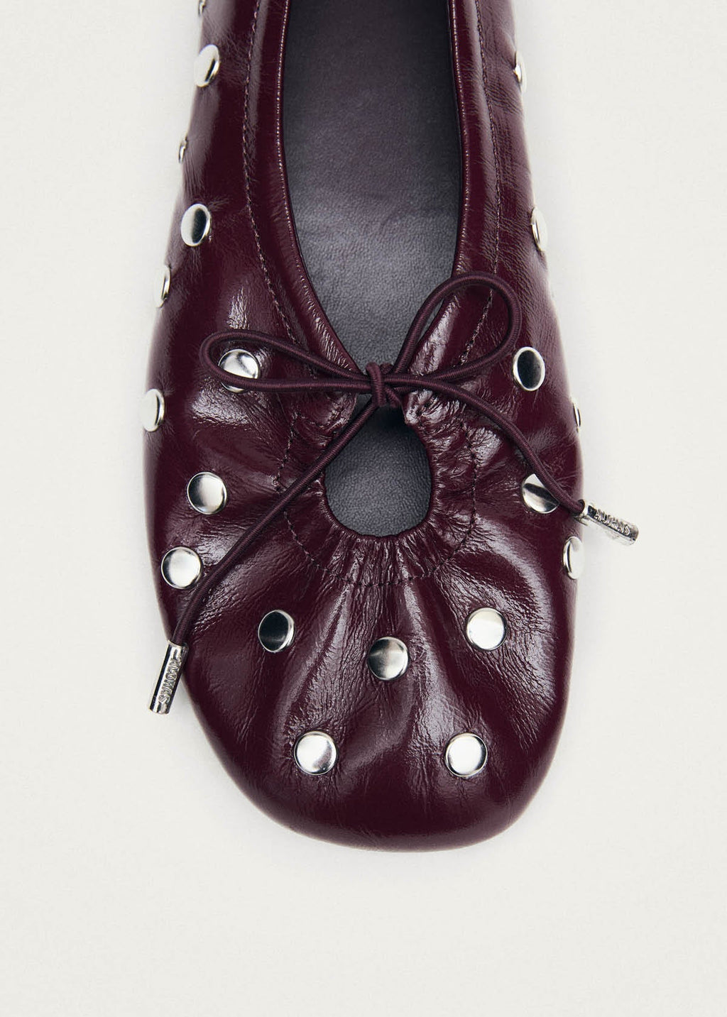 Rosalind All Studs Patent Burgundy Leather Ballet Flats