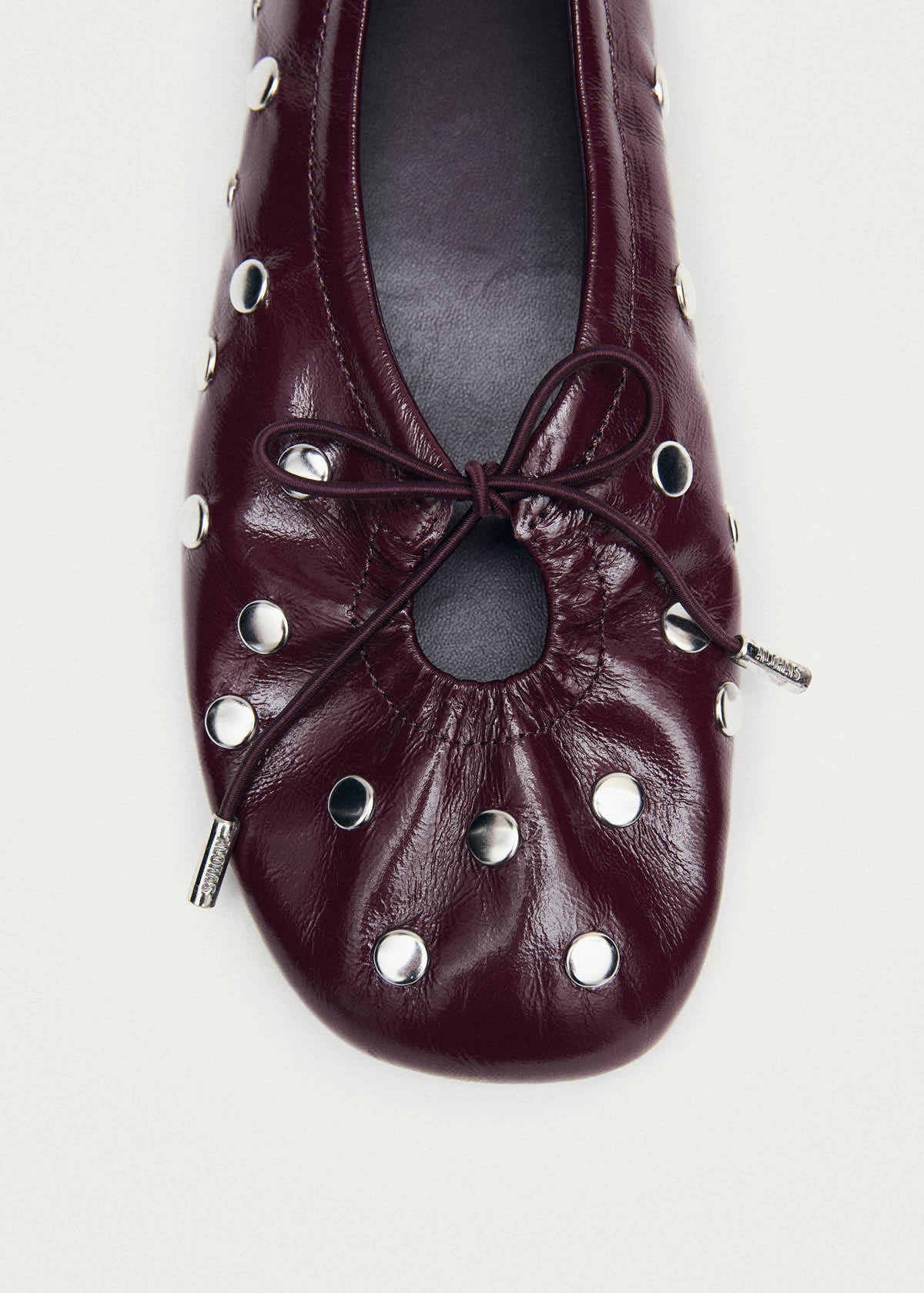 Rosalind All Studs Patent Burgundy Leather Ballet Flats