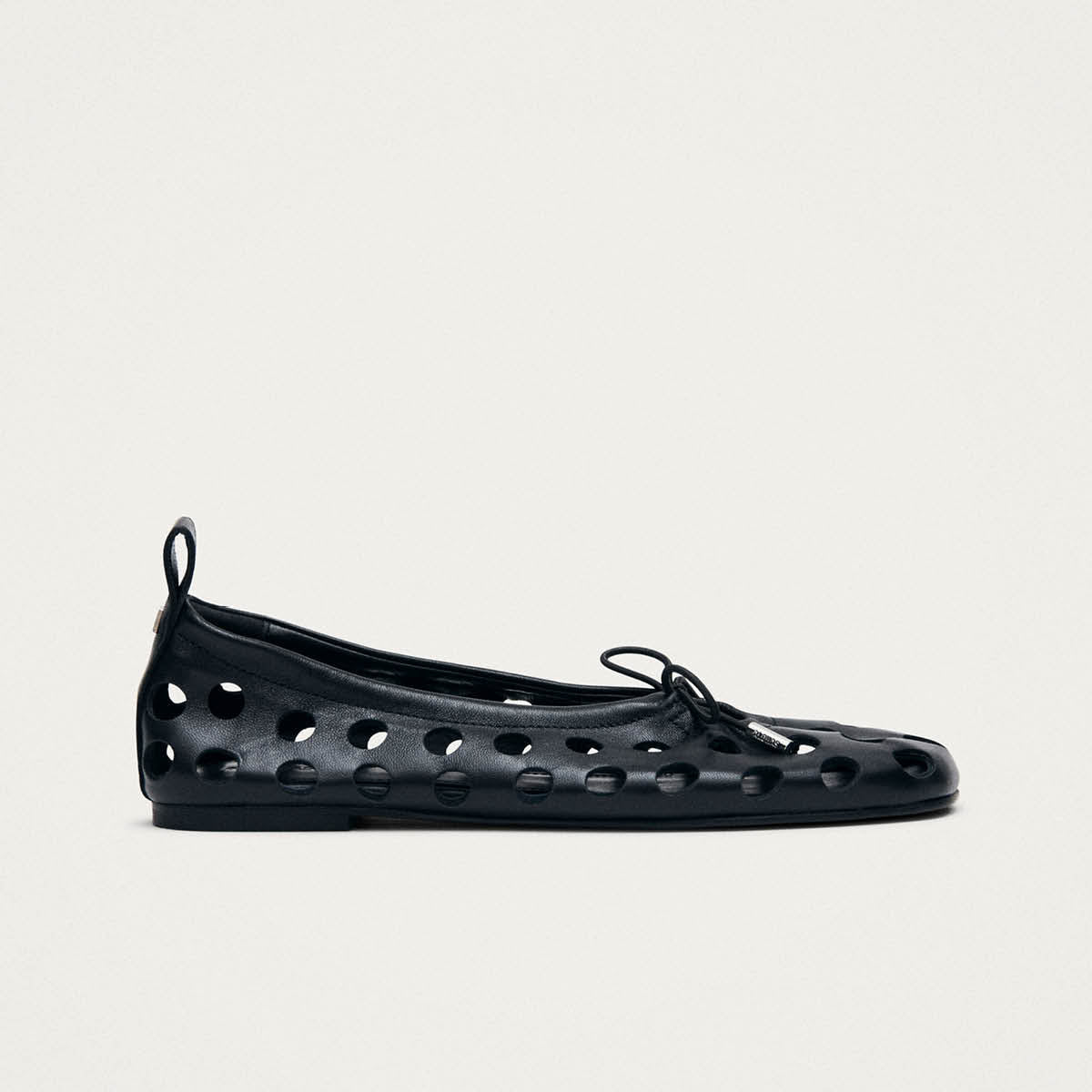 Rosalind Cut Out Black Leather Ballet Flats