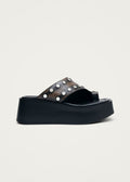 Nova Studs Vintage Effect Brown Leather Sandals