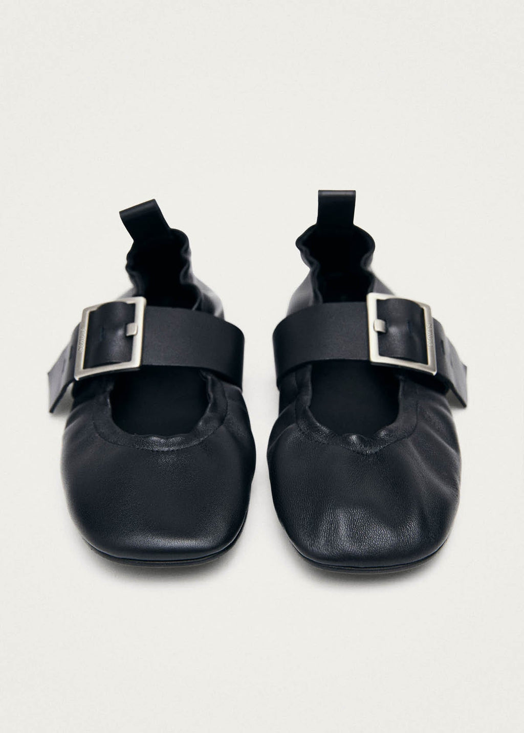Sarea Black Leather Ballet Flats